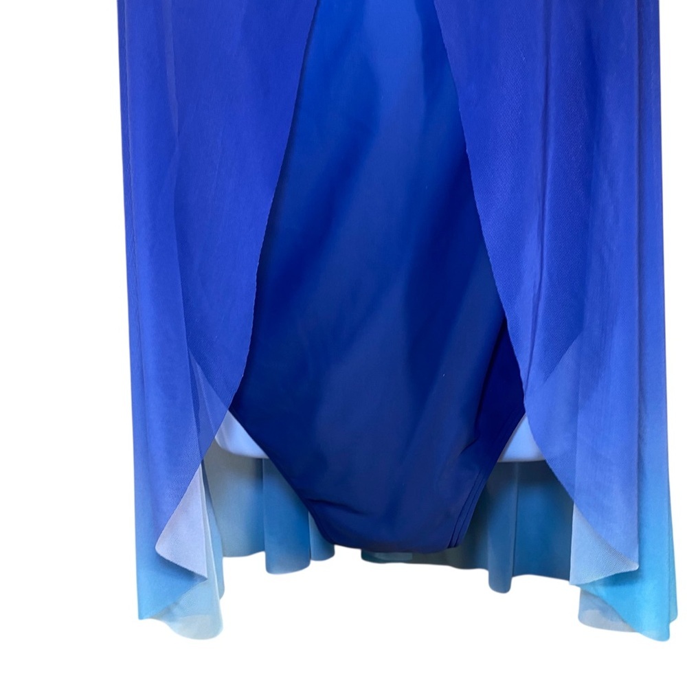 Island Waves Sheer Blue Ombré Fly-Away Front One Piece Swim 3X - Picture 3 of 5